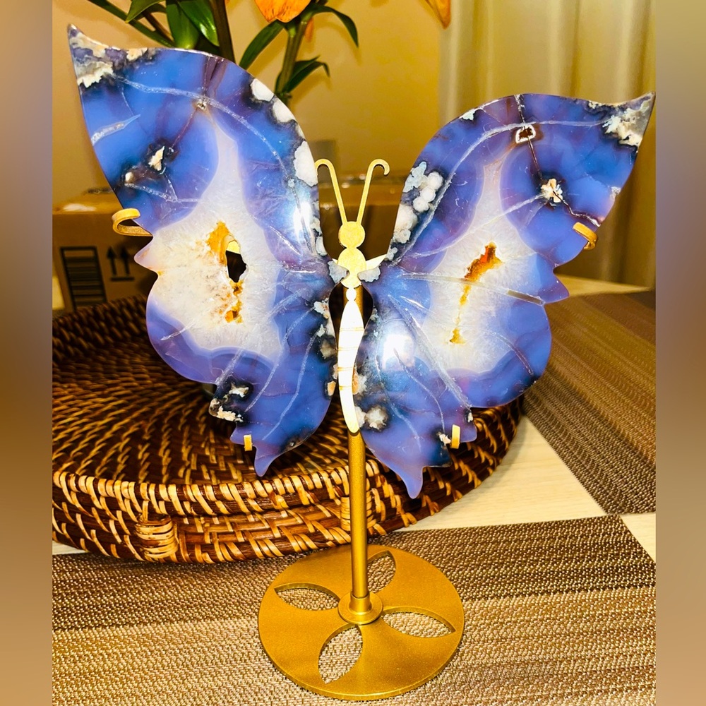 Blue Flower Agate Butterfly Wings